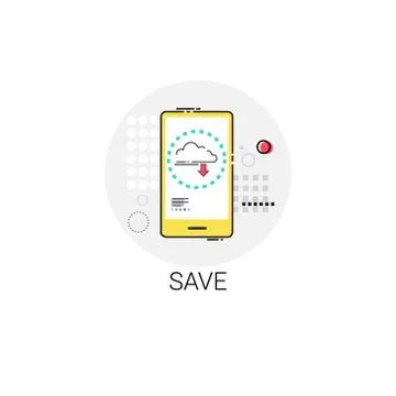 Save App Data Storage Cell Smart Phone Icon Illustrazione stock