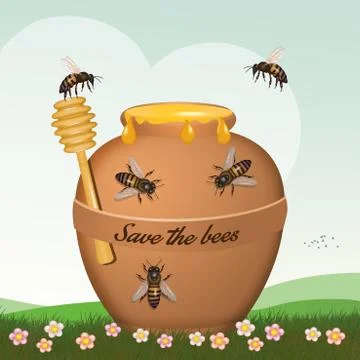 Save the bees from the planet Stock Illustration