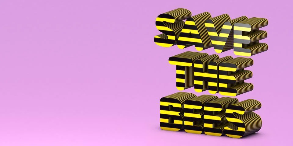 Save the bees text on a pink backgound. No bees, no food. Bees Mission. Illustrazione stock