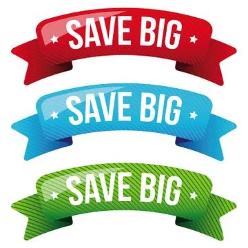 Save Big vector ribbon Stock Illustration