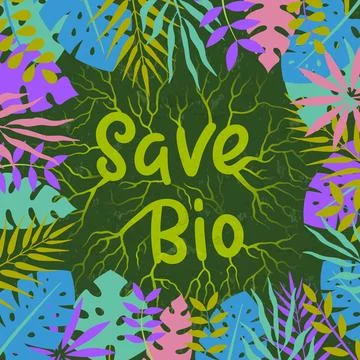 Save bio sign tree root concept with plant leaf Stock Illustration