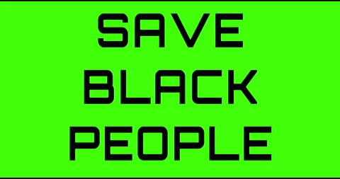 Save black people text green screen, masked glitched effect. Stock Footage 132618969