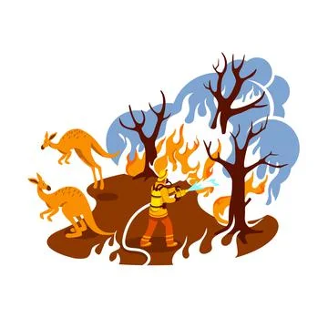 Save burning forest 2D vector web banner, poster Stock Illustration