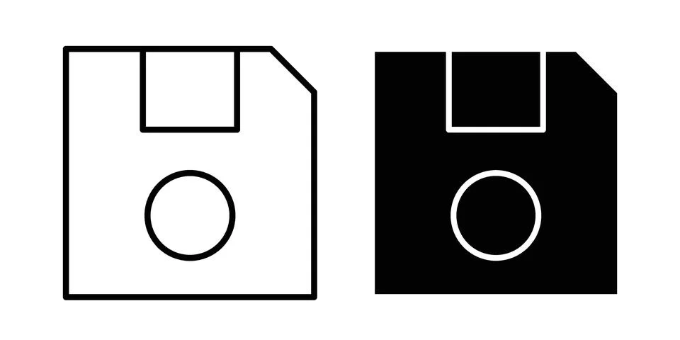 Save button icon. Line Drawings and Silhouettes icons Stock Illustration