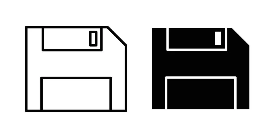 Save button icon logo. Outline style icons with flat versions Stock Illustration