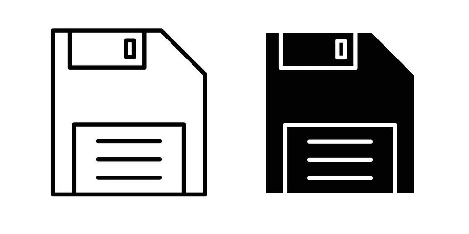 Save button icon thin line and clipart style vector set Stock Illustration