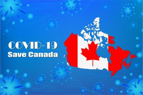 Save Canada for stop virus sign. Covid-19 virus cells or corona virus and bac Ilustración de archivo