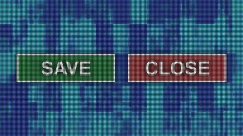 Save close buttons pixel computer screen animation Stock Footage 119831745