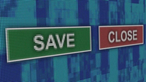 Save close buttons pixel computer screen animation close up Stock Footage 119831775