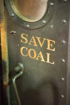 Save Coal on old steam powered locomotive engine Stock Photos