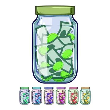Save coin jar cartoon vector graphic Ilustración de archivo