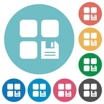 Save component flat round icons 스톡 일러스트