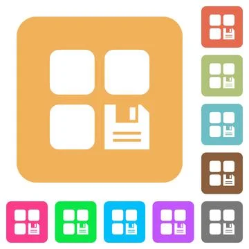 Save component rounded square flat icons Stock Illustration