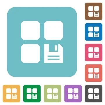 Save component rounded square flat icons Illustrazione stock
