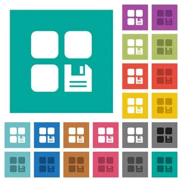 Save component square flat multi colored icons Stock Illustration