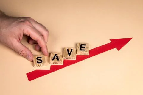 SAVE concept. Red arrow indicates the development and growth Stock Photos