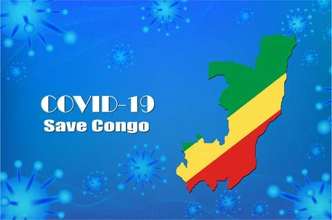 Save Congo for stop virus sign. Covid-19 virus cells or corona virus and bact Stock Illustration