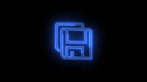 Save copy stroke icon glowing neon animation Stock Footage 289520888