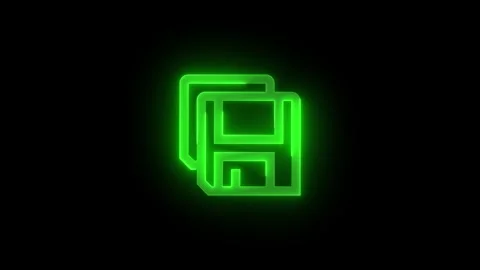 Save copy stroke icon glowing neon animation Stock Footage 289520945