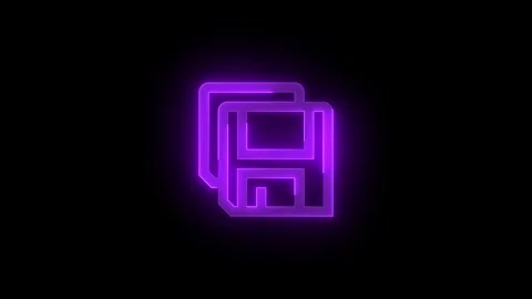 Save copy stroke icon glowing neon animation Stock Footage 289520978