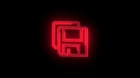 Save copy stroke icon glowing neon animation Stock Footage 289521005