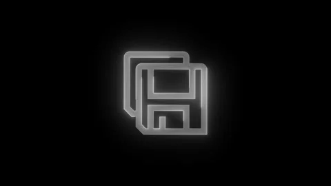 Save copy stroke icon glowing neon animation Stock Footage 289521017