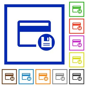 Save credit card flat framed icons Illustrazione stock