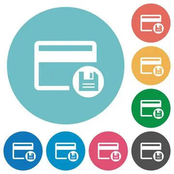 Save credit card flat round icons Stock Illustration