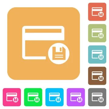 Save credit card rounded square flat icons Stock Illustration