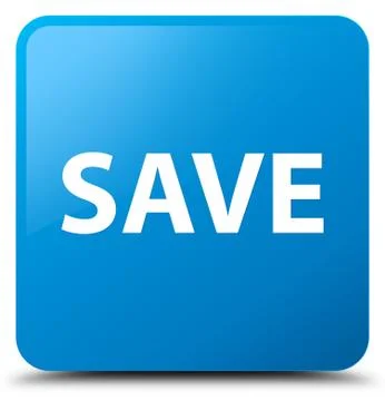 Save cyan blue square button Stock Illustration