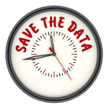 Save the data. Clock with text Illustrazione stock