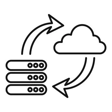 Save data cloud server icon, outline style 스톡 일러스트