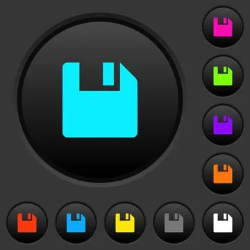 Save data dark push buttons with color icons Illustrazione stock