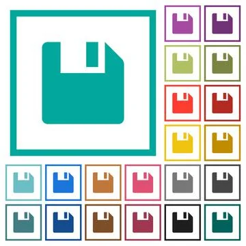 Save data flat color icons with quadrant frames Stock Illustration