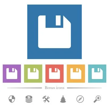 Save data flat white icons in square backgrounds 스톡 일러스트