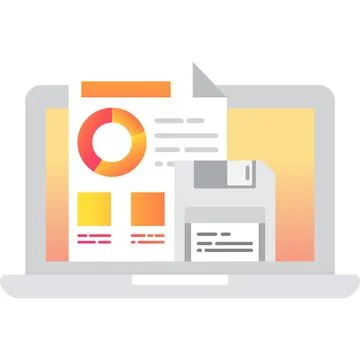 Save data icon vector file on computer monitor Illustrazione stock