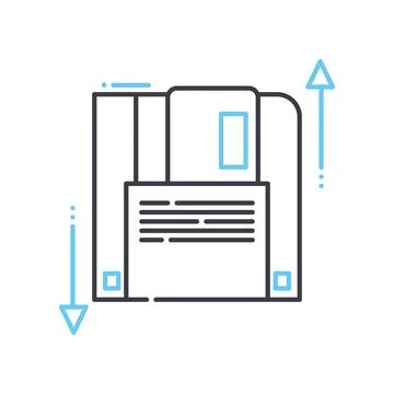Save data line icon, outline symbol, vector illustration, concept sign Illustrazione stock