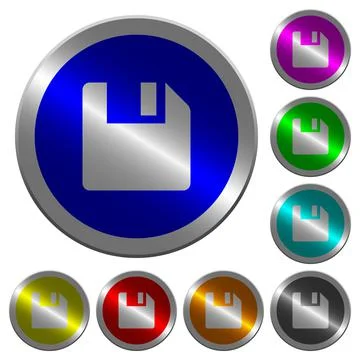 Save data luminous coin-like round color buttons Stock Illustration