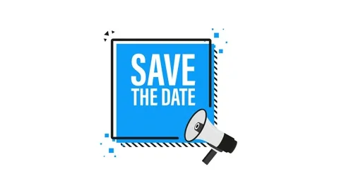 Save the data megaphone blue banner in 3D style on white background. Motion Video stock 155063662