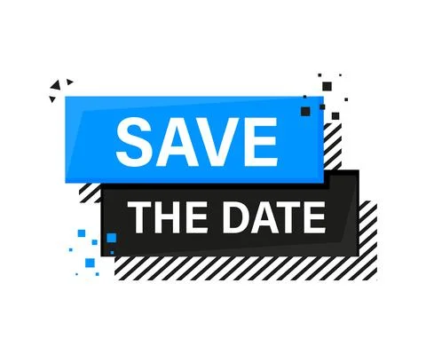 Save the data megaphone blue banner in 3D style on white background. Vector i Illustrazione stock