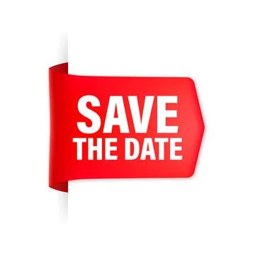 Save the data red ribbon in 3D style on white background. Vector illustration Illustrazione stock