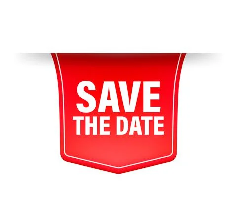 Save the data red ribbon in 3D style on white background. Vector illustration Illustrazione stock