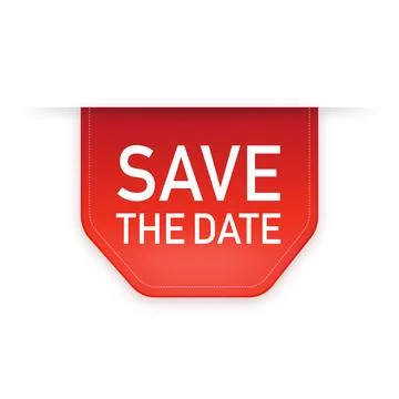 Save the data red ribbon in 3D style on white background. Vector illustration. Stock Illustration