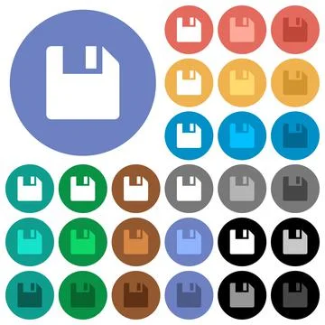 Save data round flat multi colored icons Stock Illustration