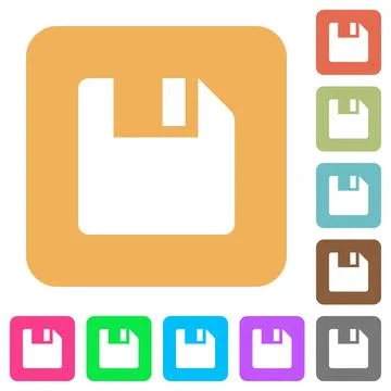 Save data rounded square flat icons Illustrazione stock