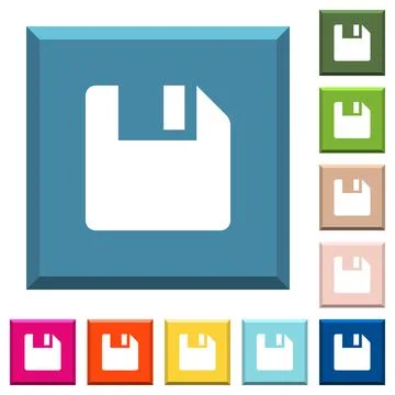 Save data white icons on edged square buttons Illustrazione stock