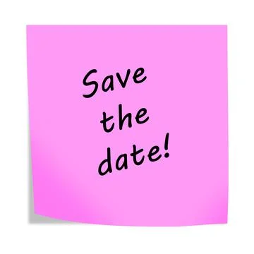 Save the date 3d illustration post note reminder on white with clipping path Stock Illustration