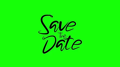 Save the date animated calligraphy text on green screen for weddings or invites Stock Footage 314434412