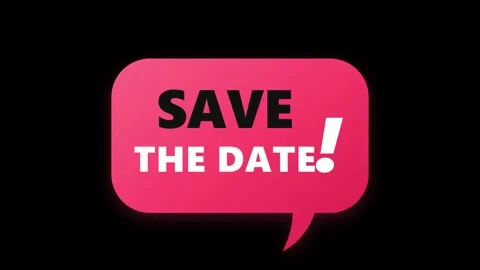 Save the date animated pink speech bubble for wedding and event invitations.. Vidéo 344851655