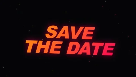 Save the Date Animated Text on Black Background with Orange and Red Gradient Video stock 336617660